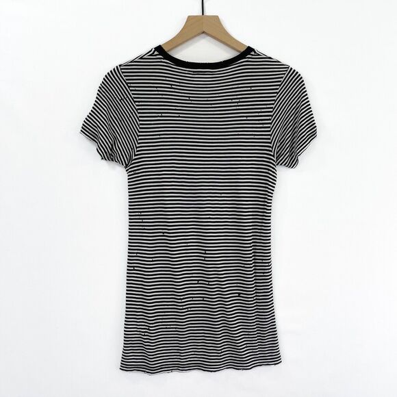 AG Adriano Goldschmied Top Womens XS Black Striped Comfy Casual Fitted Grunge - Picture 8 of 16